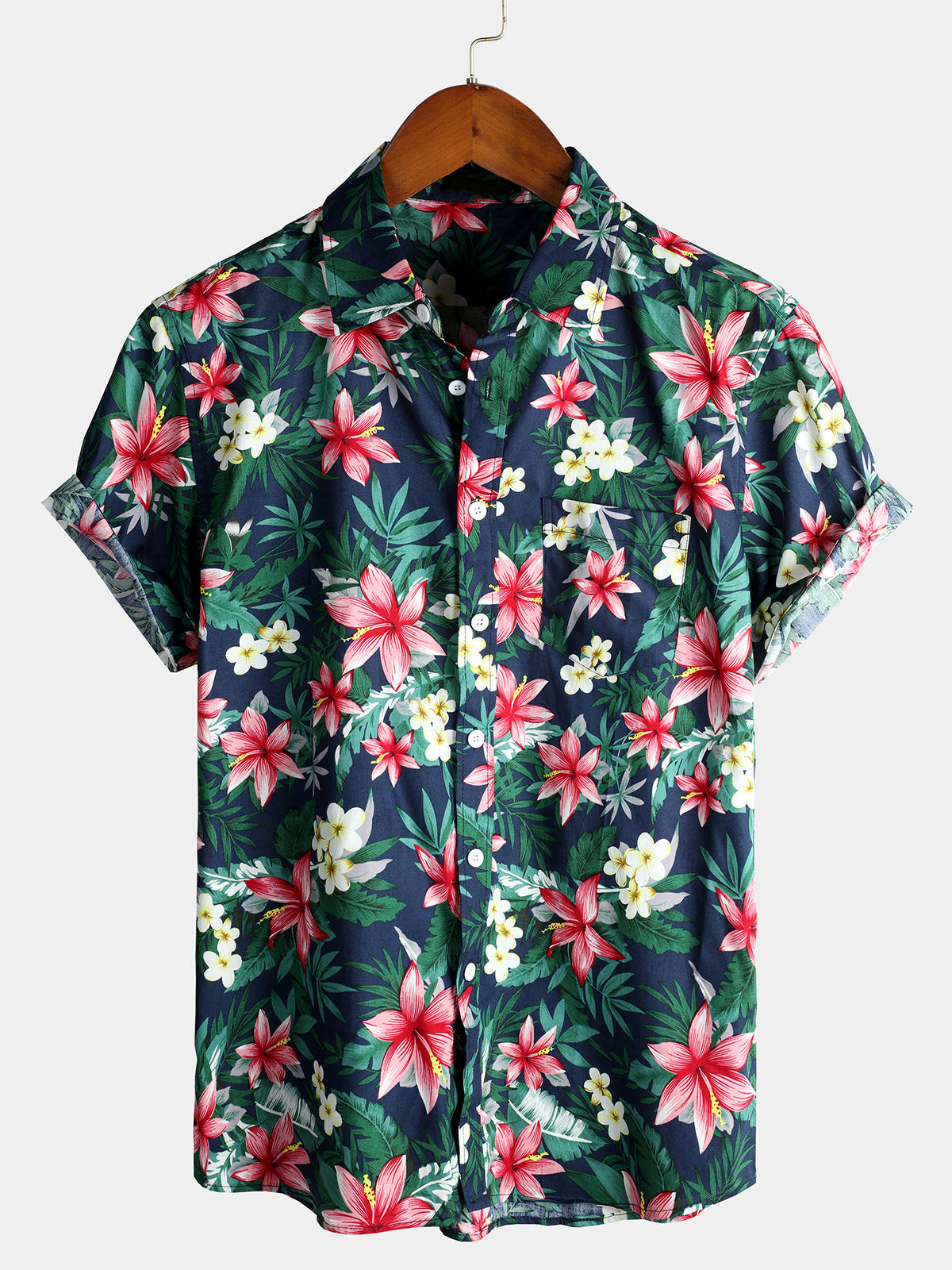 Mens Floral Holiday Cotton Shirt Hawaiian Shirt for Men Women