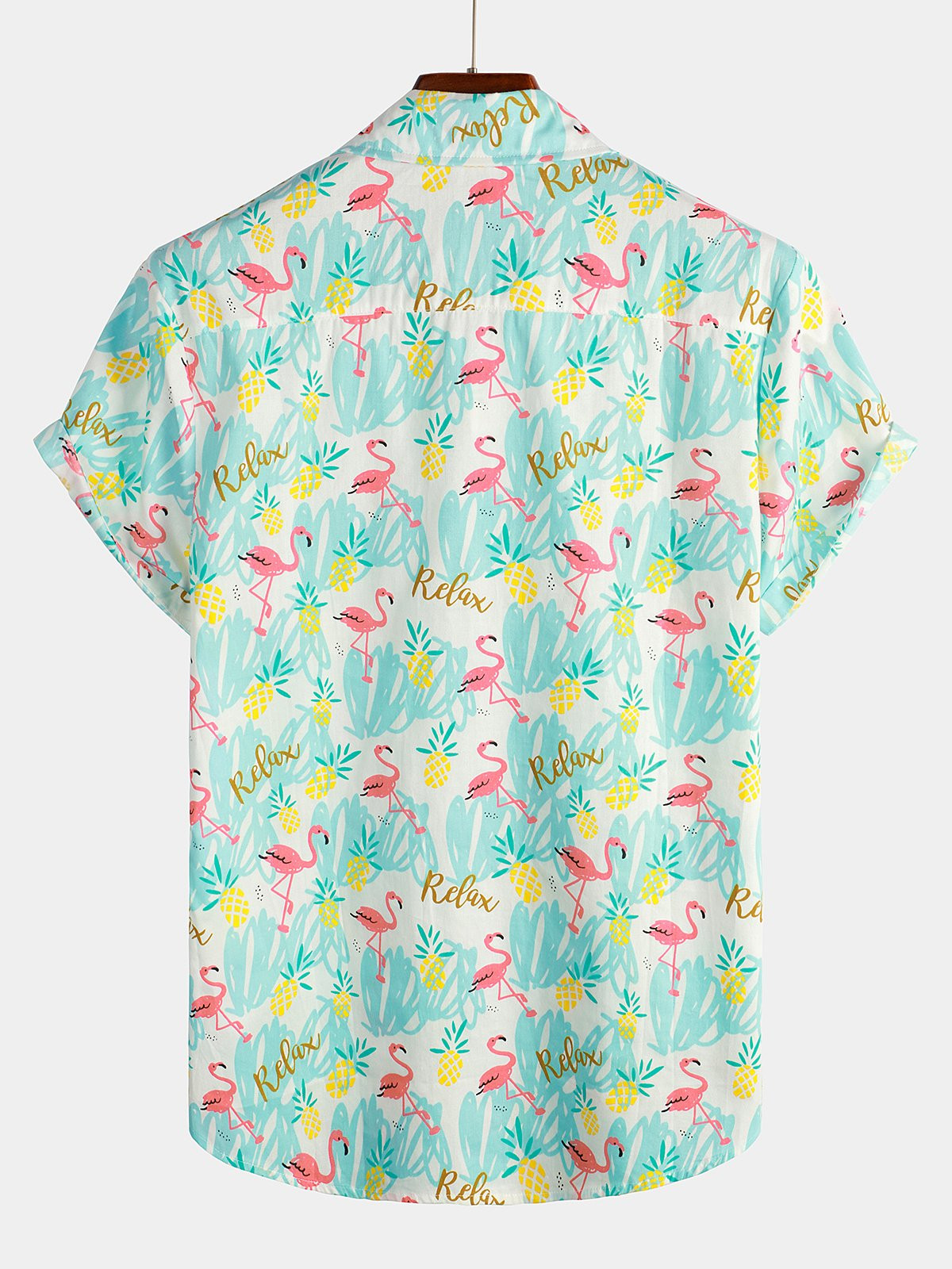 Mens Holiday Flamingo Short Sleeve Cotton Shirt Hawaiian Shirt for Men Women