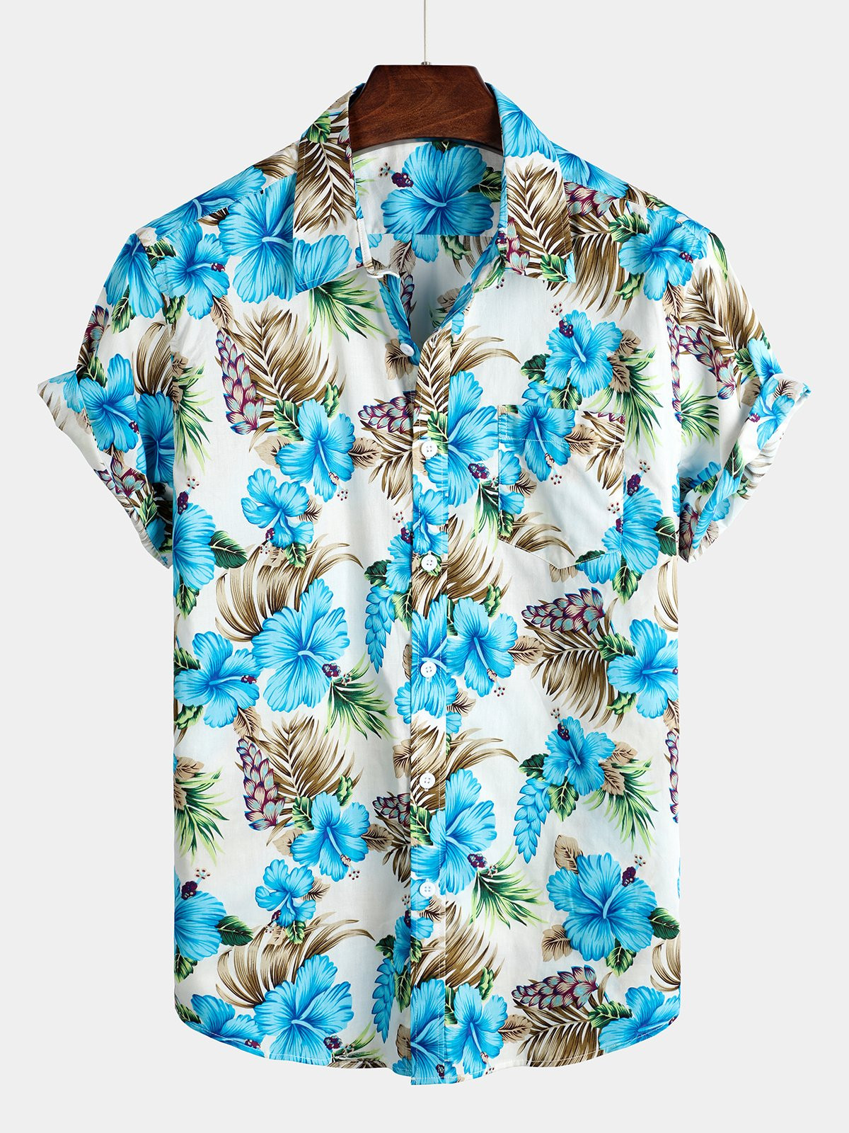 Mens Floral Holiday Cotton Shirt Hawaiian Shirt for Men Women