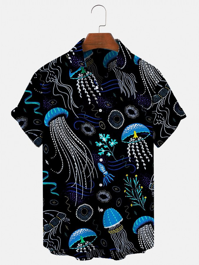 Mens Ocean Casual  Printed Shirts  Tops Hawaiian Shirt for Men Women