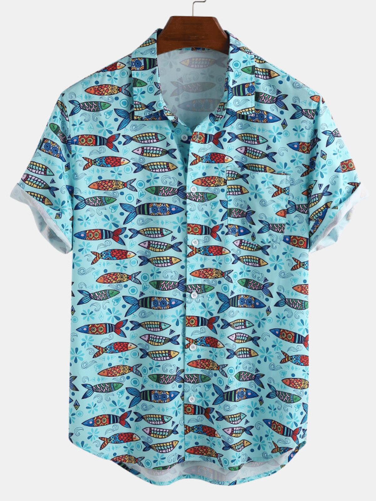 Mens Fish Printed Authentic Hawaiian Shirts