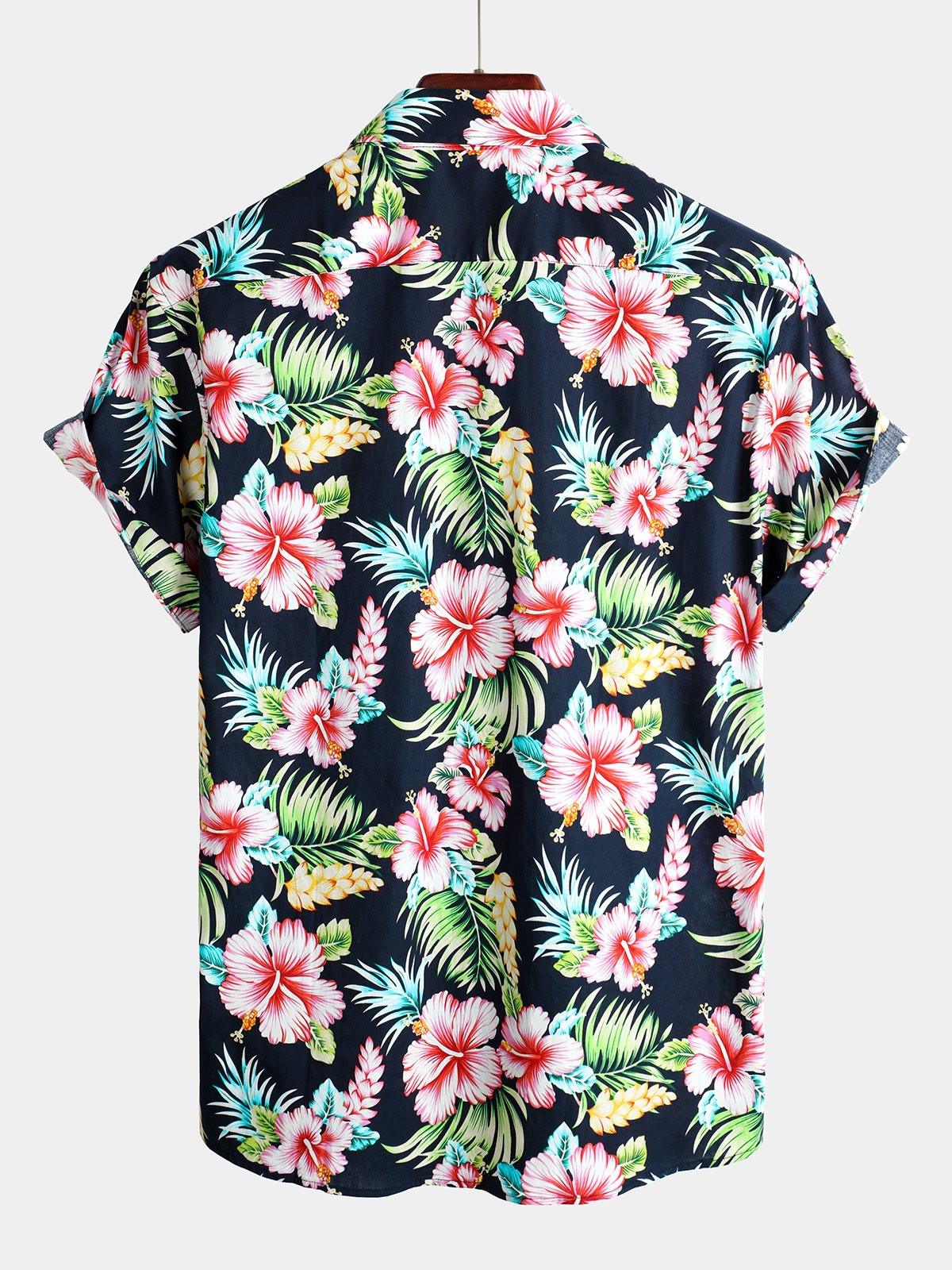 Mens Floral Holiday Cotton Shirt Hawaiian Shirt for Men Women