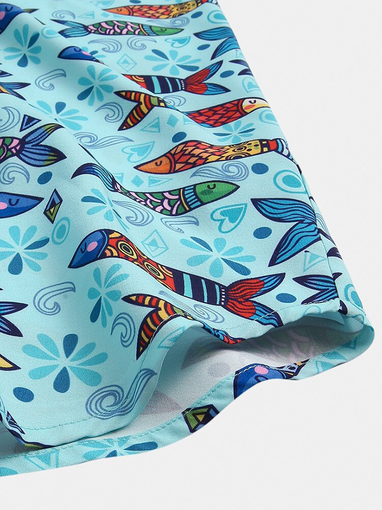 Mens Fish Printed Authentic Hawaiian Shirts