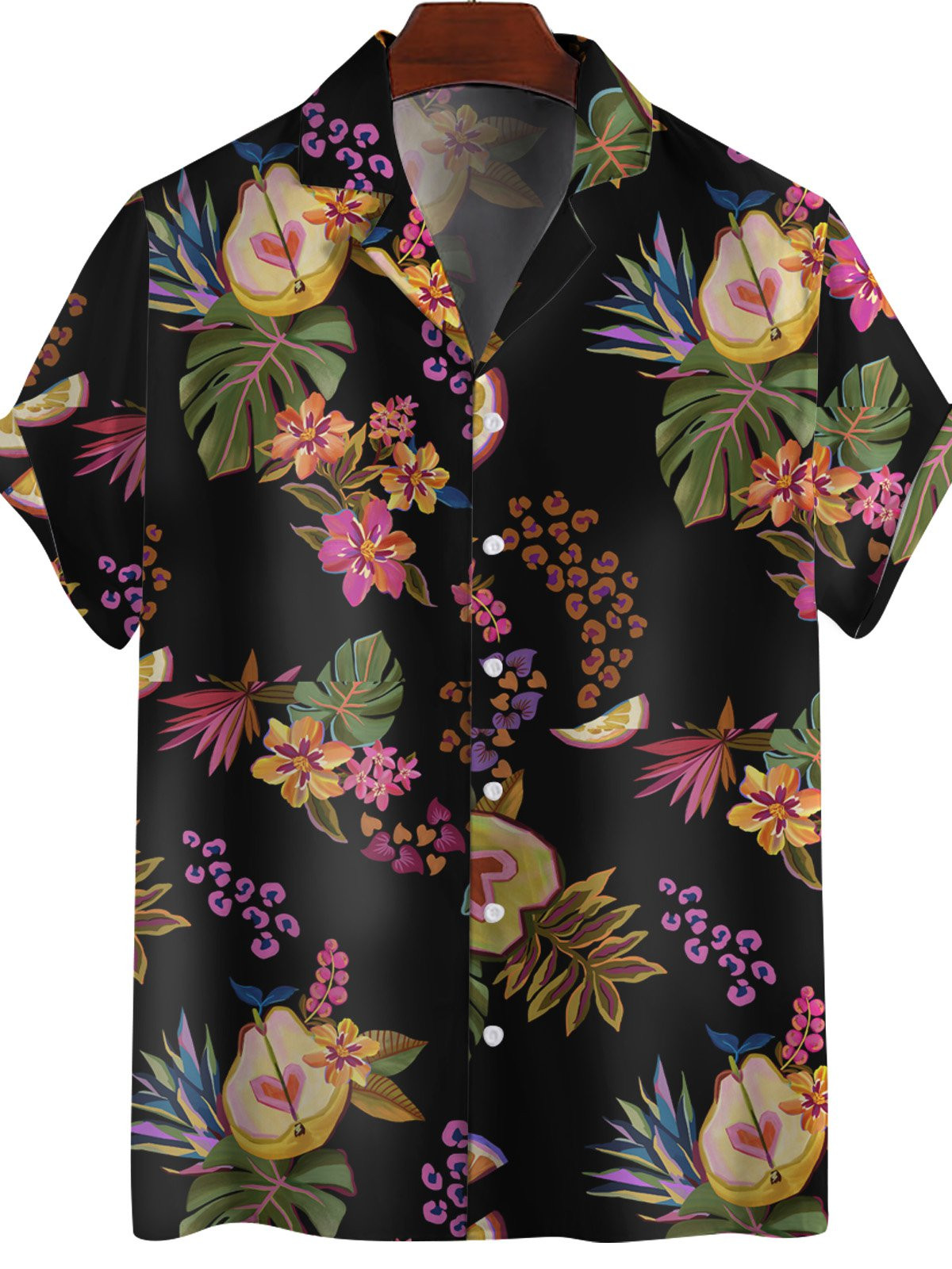 Tropical Plants Graphic Casual Short Sleeve Mens Shirt Hawaiian Shirt for Men Women