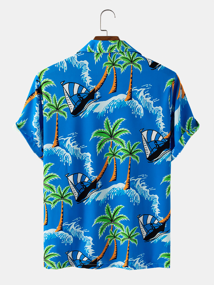 Palm Wave Mens and Big Mens Palm Tree Print Hawaiian Shirt