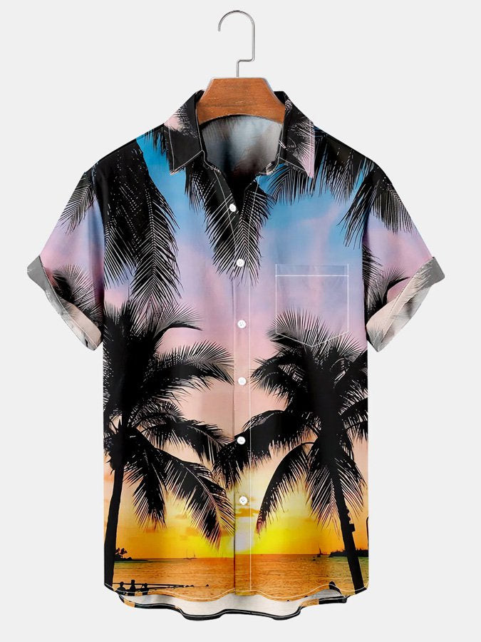 Vintage Mens Realistic Landscape Hawaiian Shirt