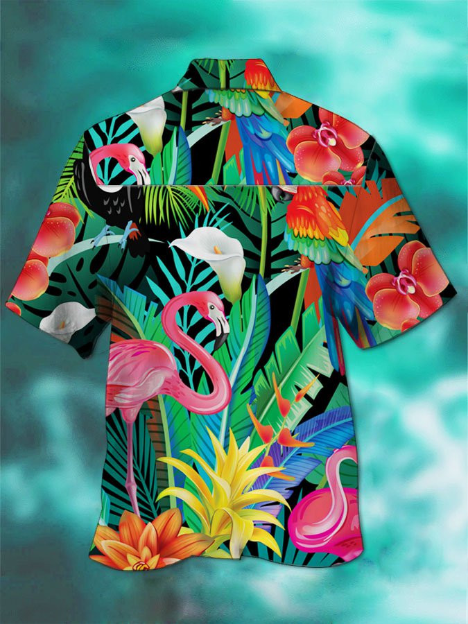 Summer Flamingo Vacation Shirts for Men Hawaiian Shirt for Men Women