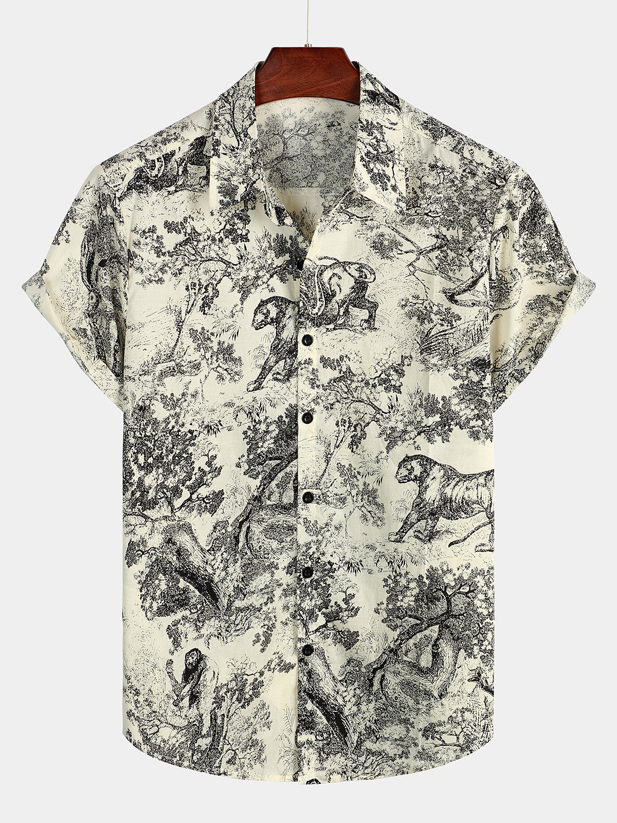 Mens Animal Retro Print Short Sleeve Shirt Hawaiian Shirt for Men Women