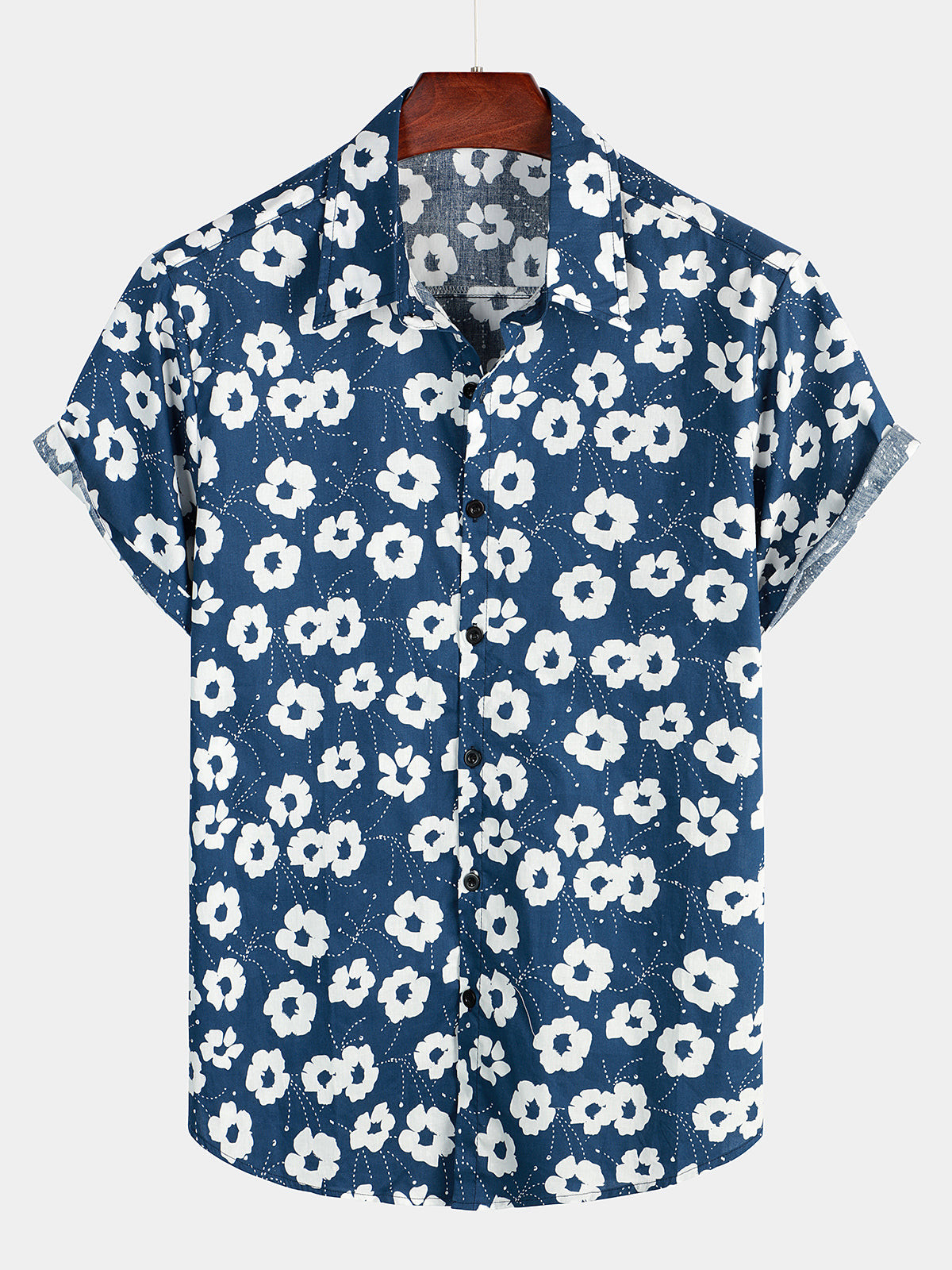 Mens Floral Print Breathable Casual Cotton Shirt Hawaiian Shirt for Men Women