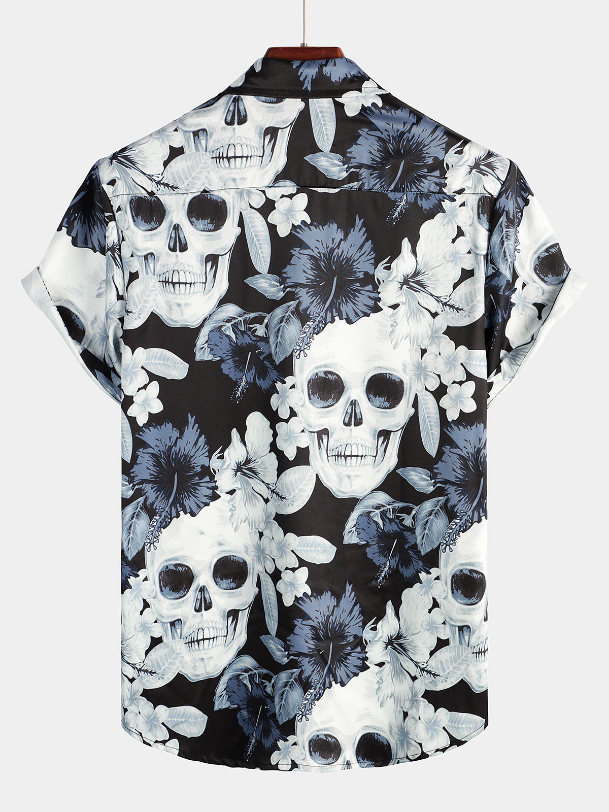 Mens Funny Skull Print Short Sleeve Shirt Hawaiian Shirt for Men Women