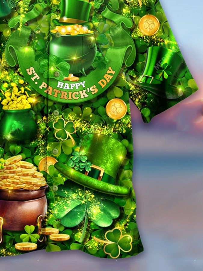 Mens Casual Happy St PatrickS Day Hawaiian Shirt