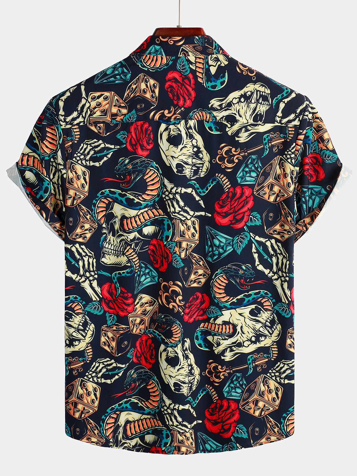 Mens Funny Skull Print Short Sleeve Shirt Hawaiian Shirt for Men Women