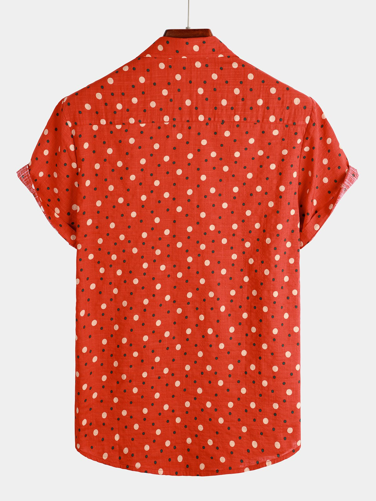 Mens Red Polka Dots Cotton Short Sleeve Shirt Hawaiian Shirt for Men Women