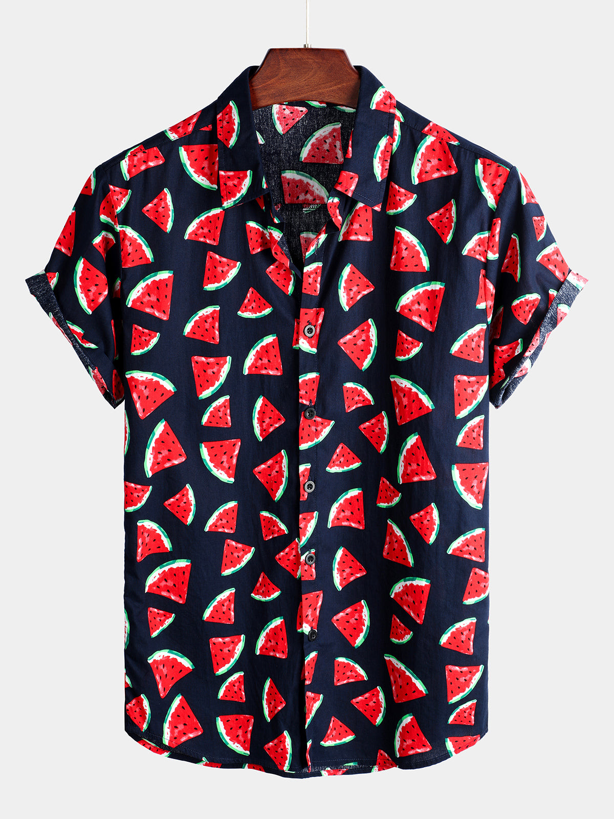 Mens Watermelon Tropical Hawaii Fruit Print Cotton Shirt Hawaiian Shirt for Men Women