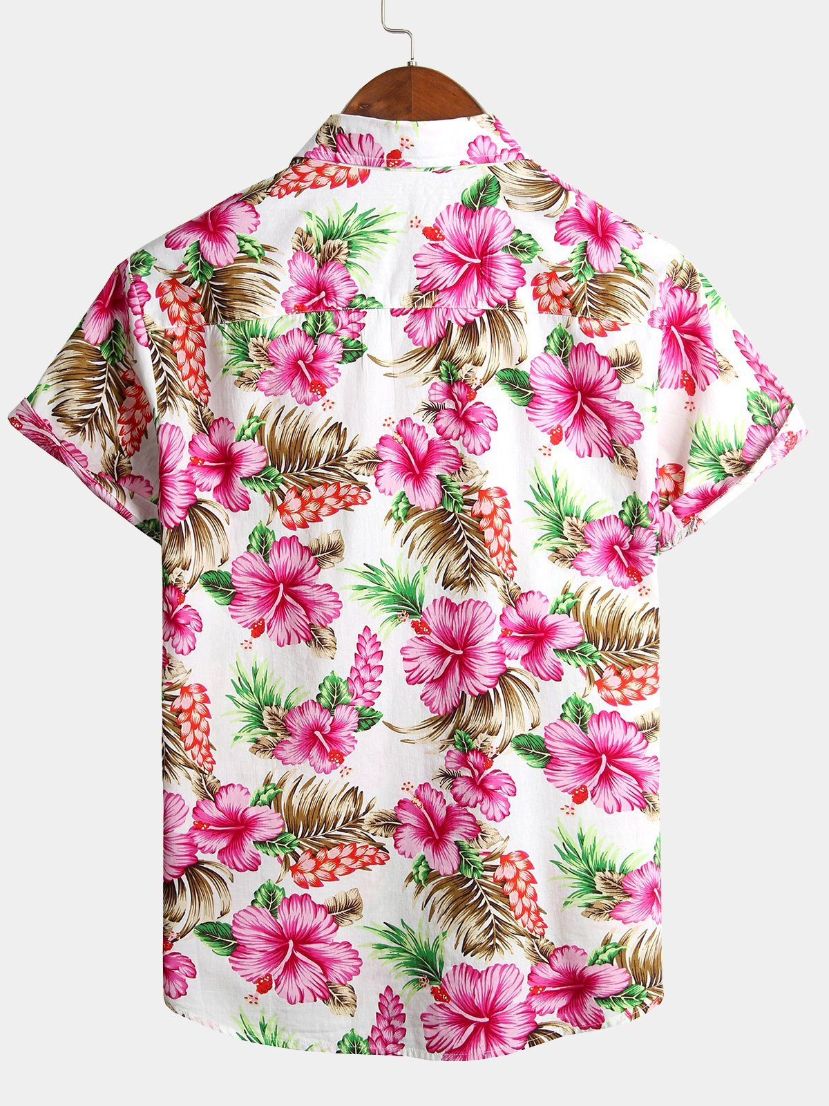 Mens Holiday Floral Printed Cotton Shirts Hawaiian Shirt for Men Women