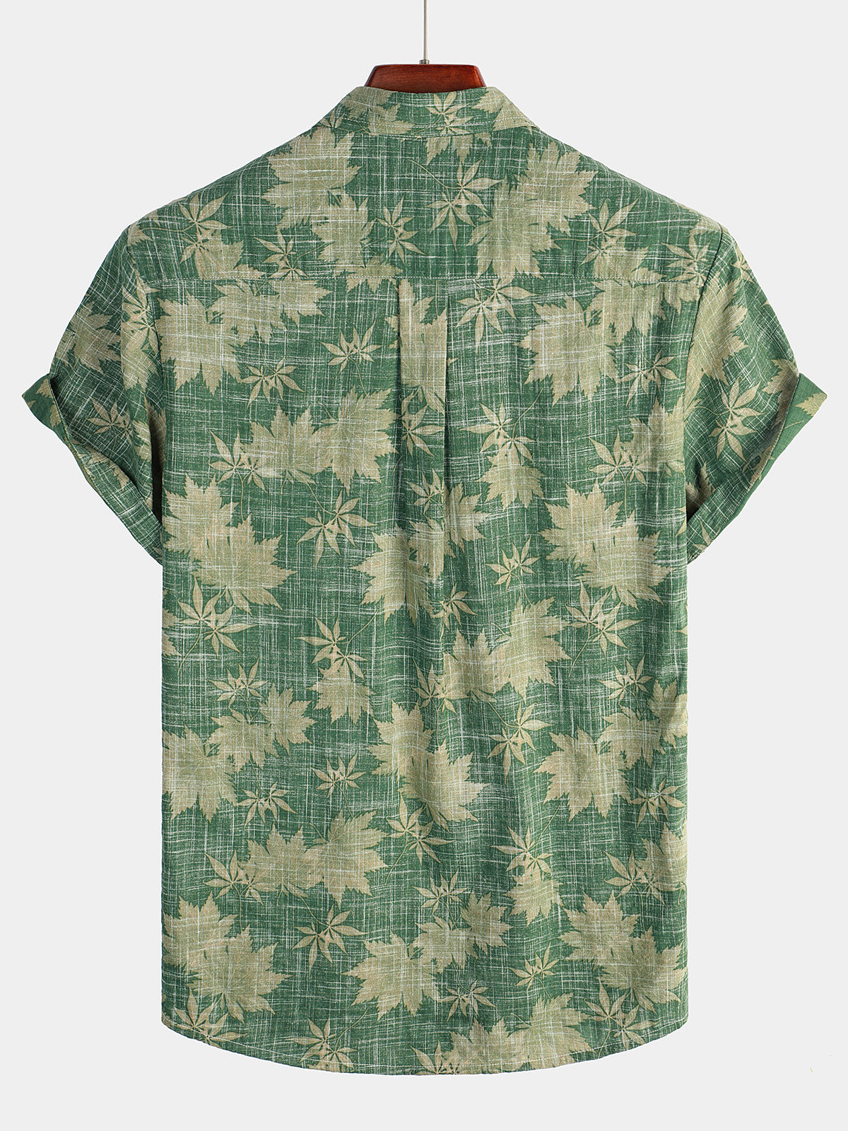 Mens Casual Holiday Leaf Pocket Hawaiian Retro Shirt