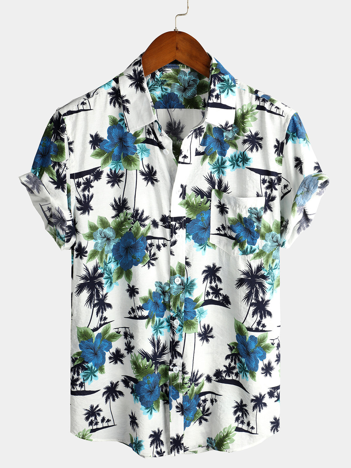 Mens Holiday Floral Short Sleeve Cotton Shirt Hawaiian Shirt for Men Women