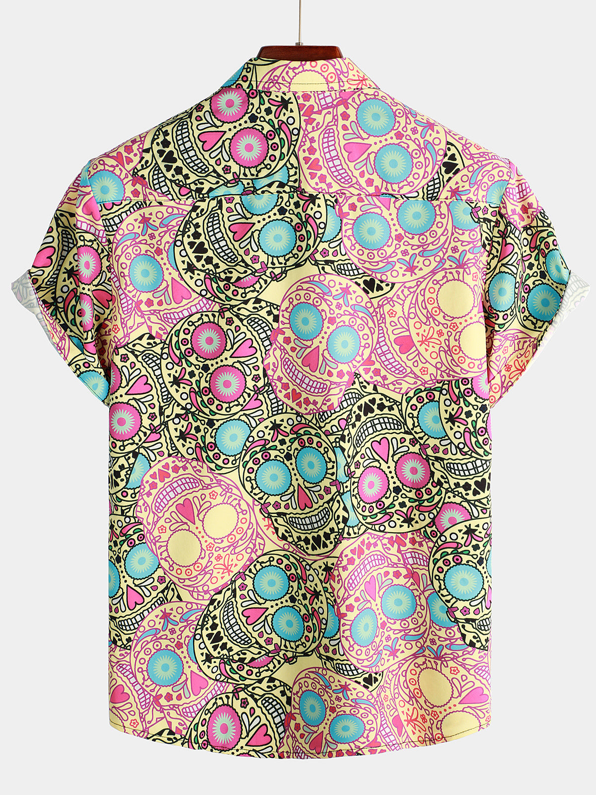 Mens Funny Skull Print Short Sleeve Shirt Hawaiian Shirt for Men Women