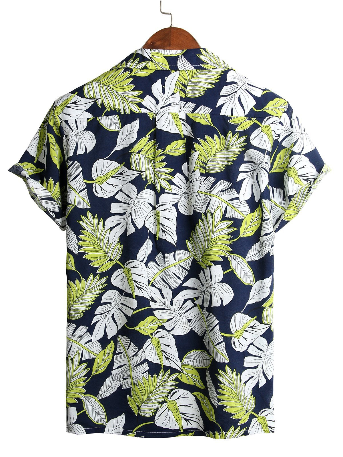 Mens Leaves Cotton Tropical Hawaiian Shirt