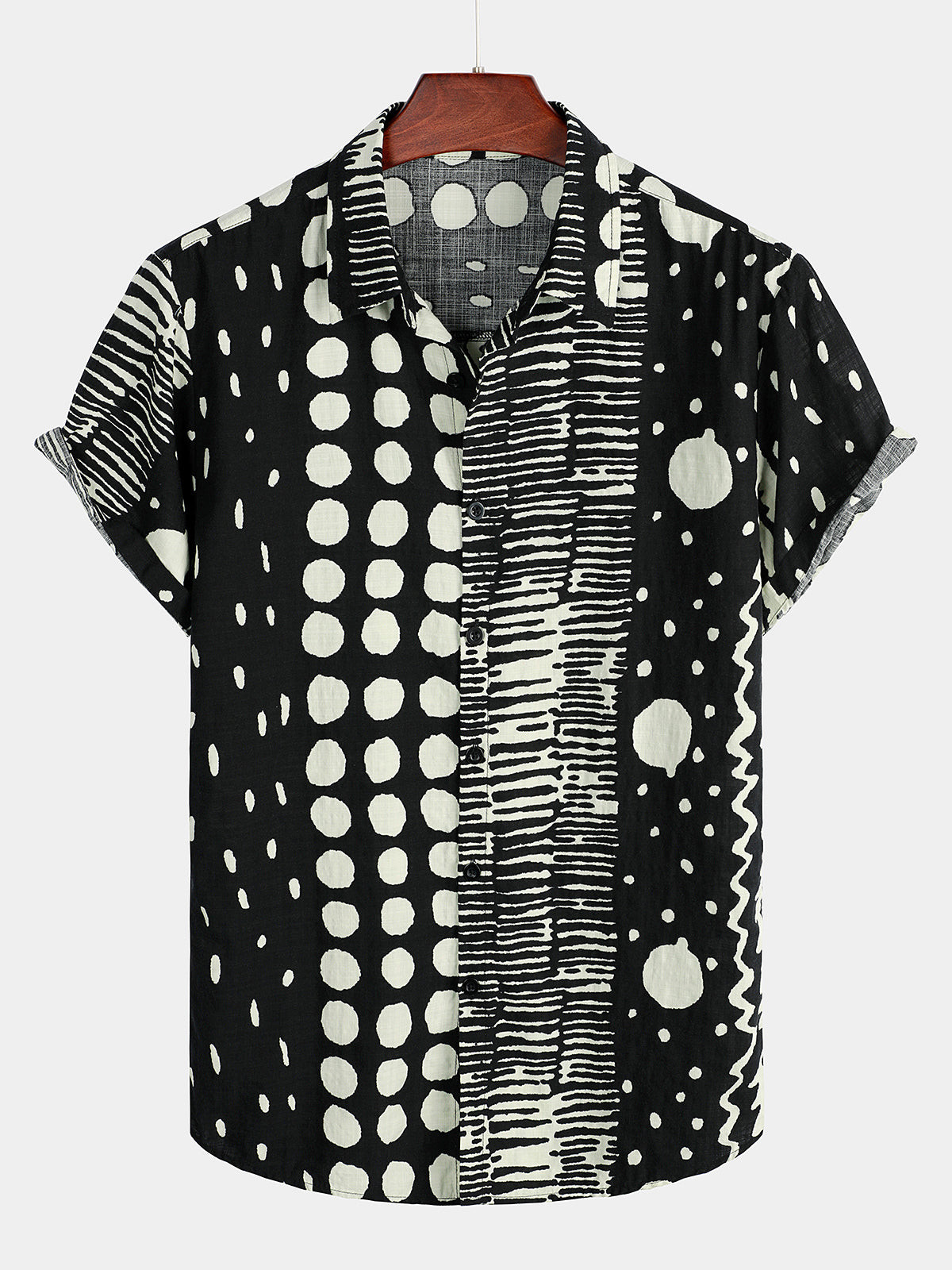 Mens Short Sleeve Polka Dots Cotton Shirt Hawaiian Shirt for Men Women