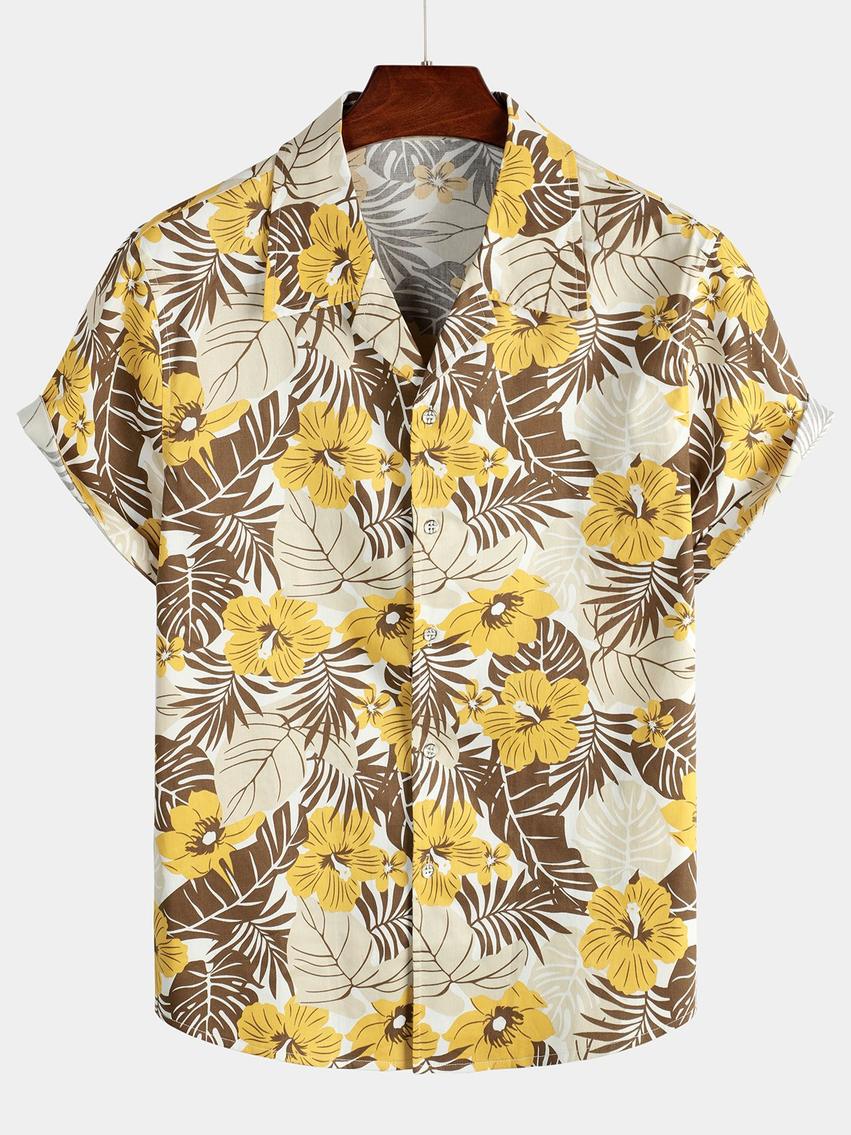 Mens Short Sleeve Floral Tropical Hawaiian Shirt