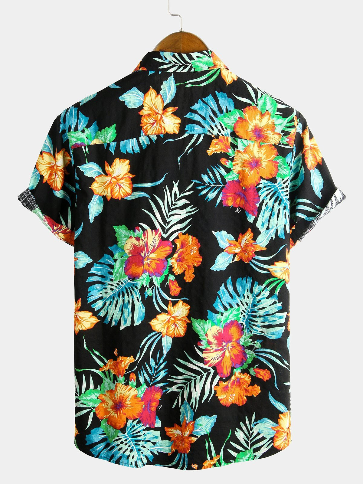 Mens Floral Cotton Tropical Hawaiian Shirt