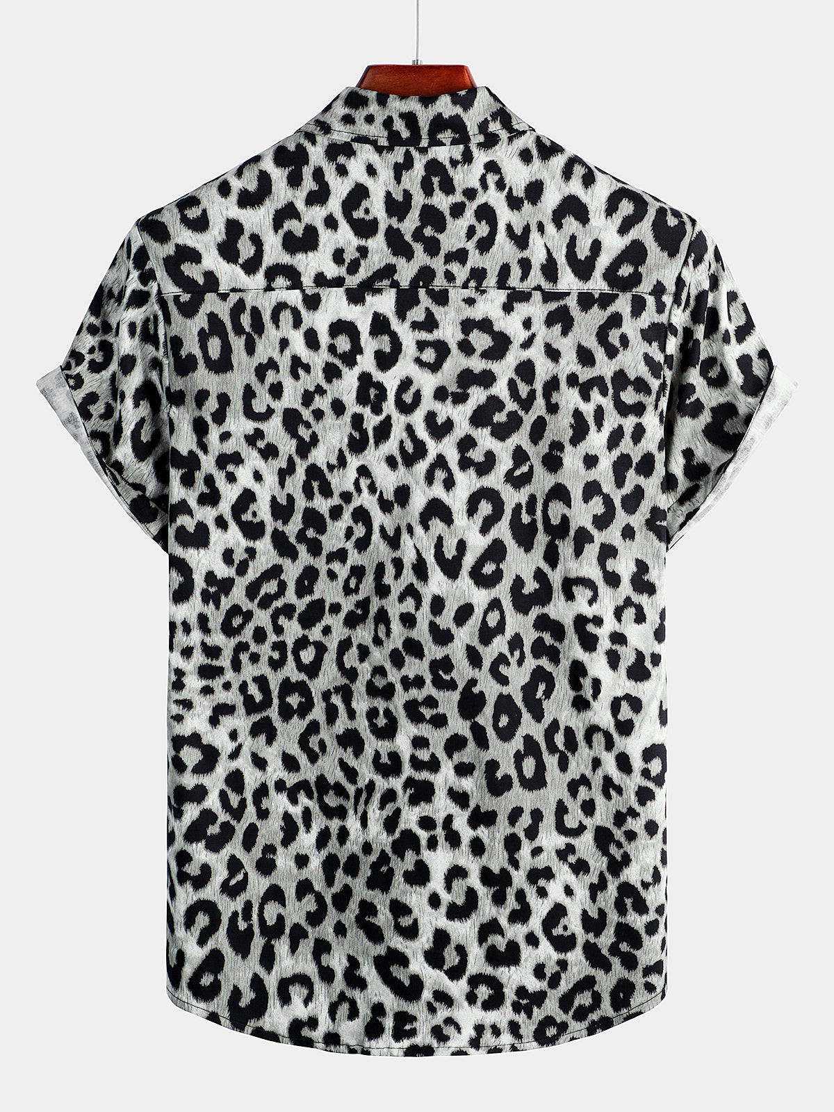 Mens Cotton Casual Leopard-Print Short Sleeve Shirt Hawaiian Shirt for Men Women