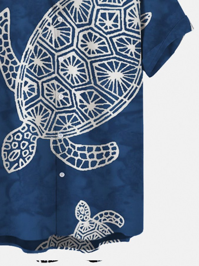 Mens Turtle Ocean Casual Tribal Printed Shirts  Tops Hawaiian Shirt for Men Women