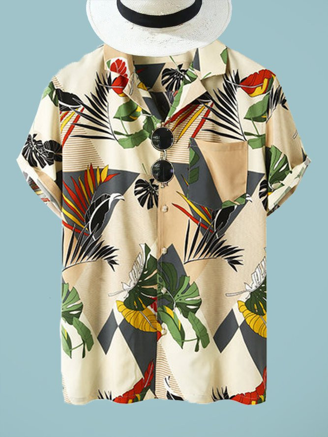 Mens Coconut Tree Basic Printed Shirts Hawaiian Shirt for Men Women