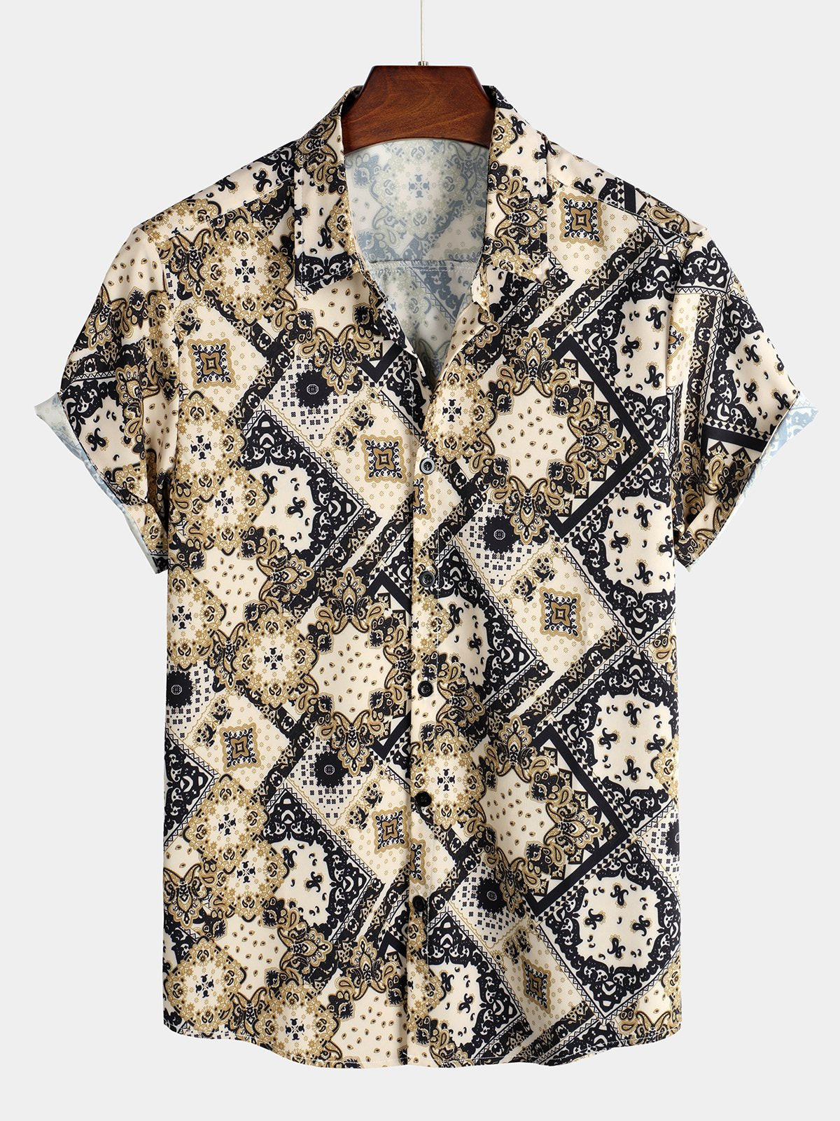 Mens Retro Printed Short Sleeve Shirt Hawaiian Shirt for Men Women