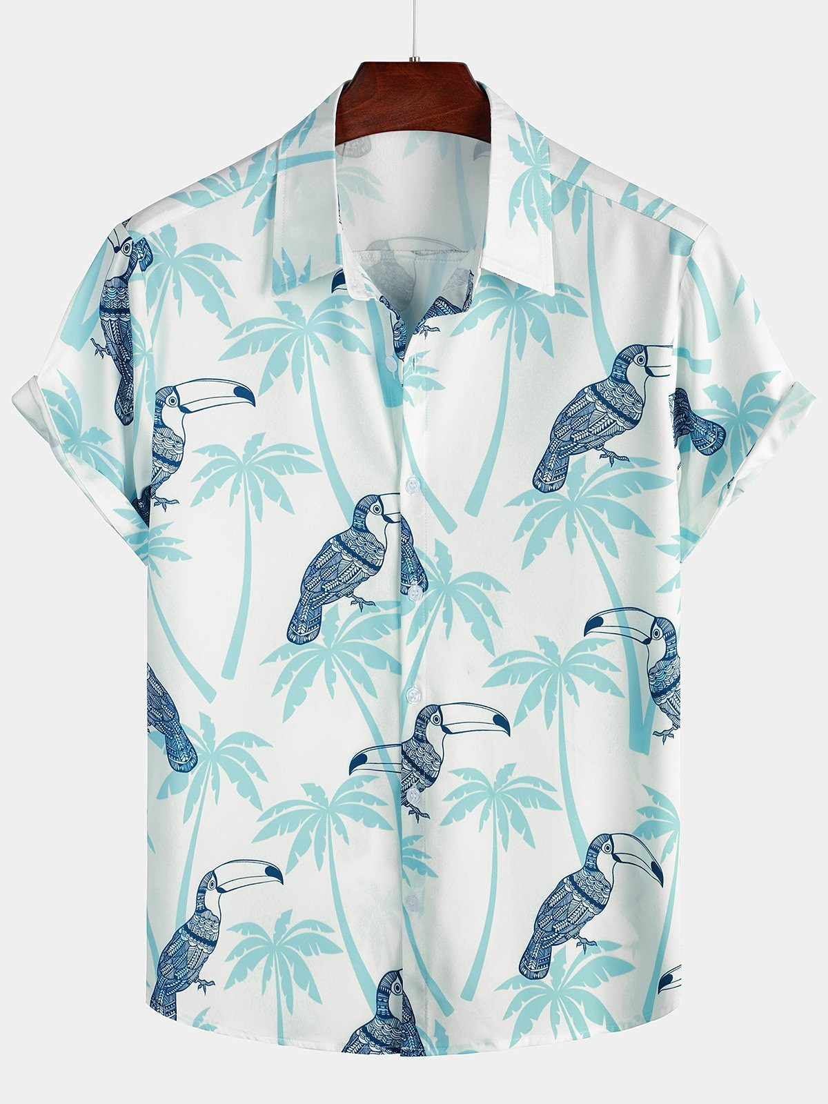 Mens Holiday Tropical Print Short Sleeve Shirts Hawaiian Shirt for Men Women