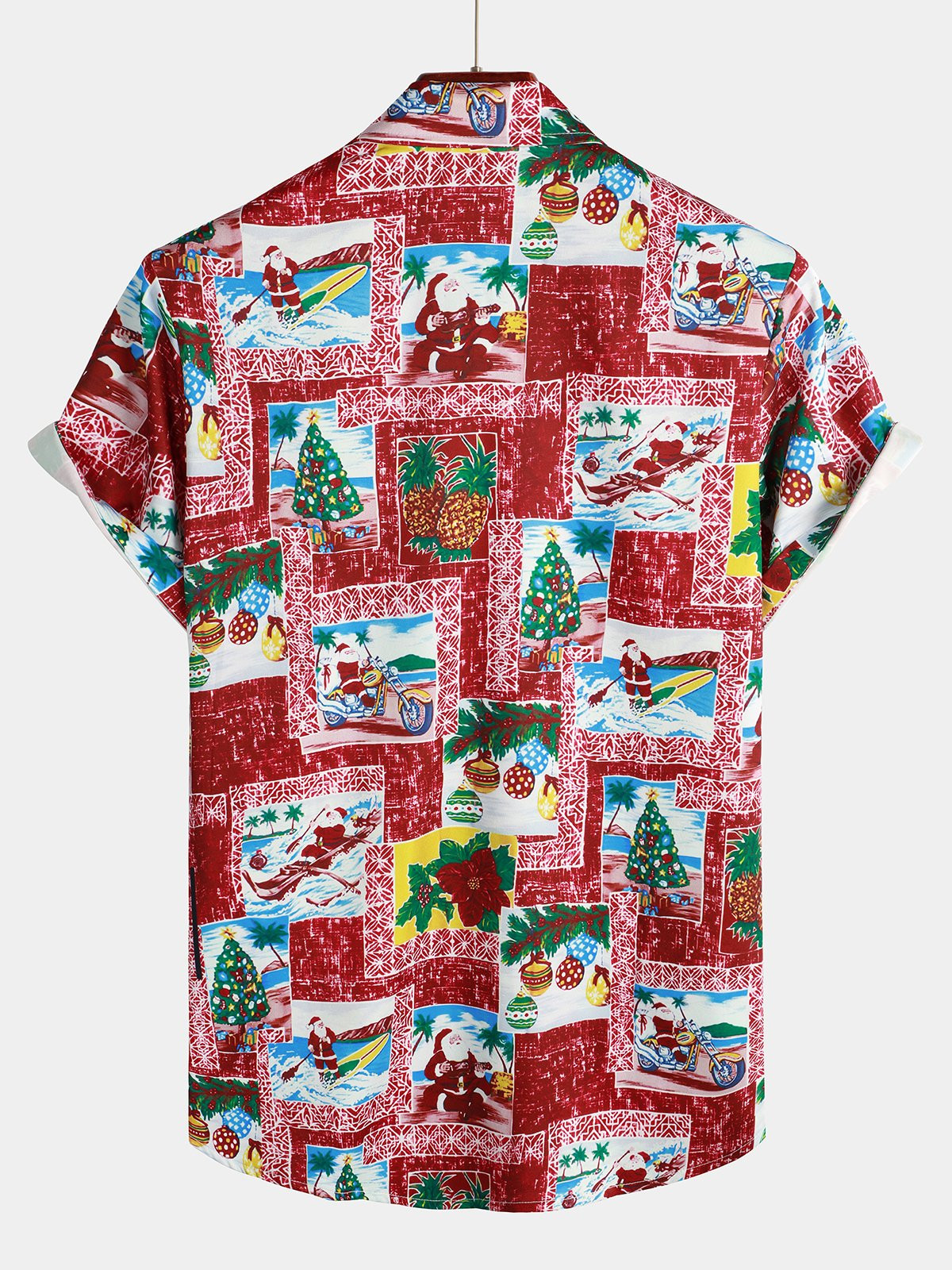 Mens Christmas Print Regular Fit Short Sleeve Shirt Hawaiian Shirt for Men Women