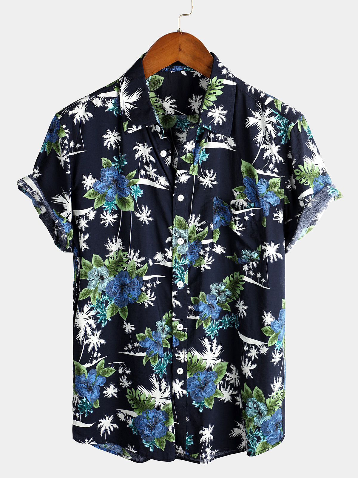 Mens Holiday Floral Short Sleeve Cotton Shirt Hawaiian Shirt for Men Women