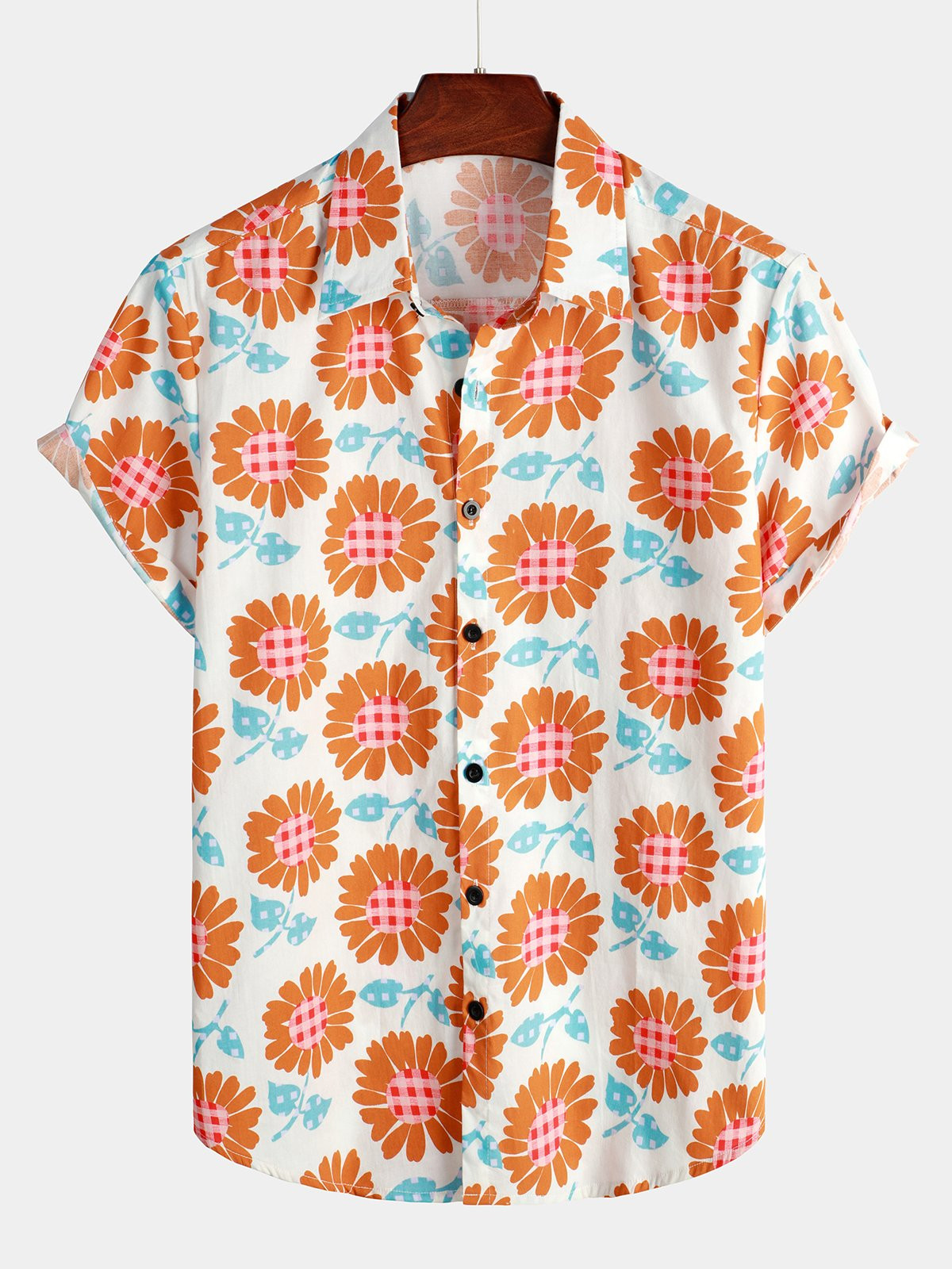 Mens Floral Cotton Tropical Hawaiian Shirt