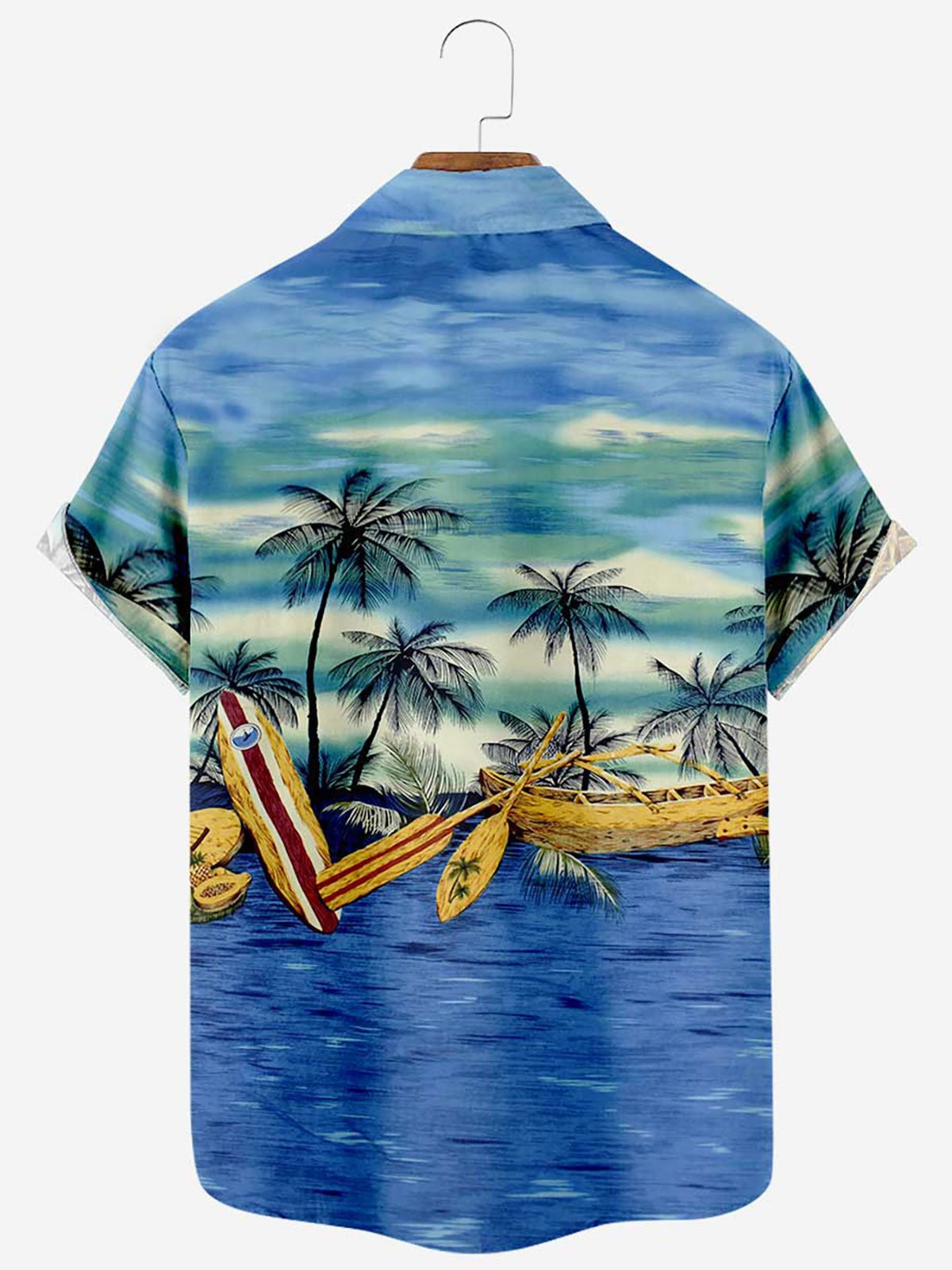 Mens  Coconut Tree Gradient Leaf Plant Short Sleeve Beach Shirts Hawaiian Shirt for Men Women