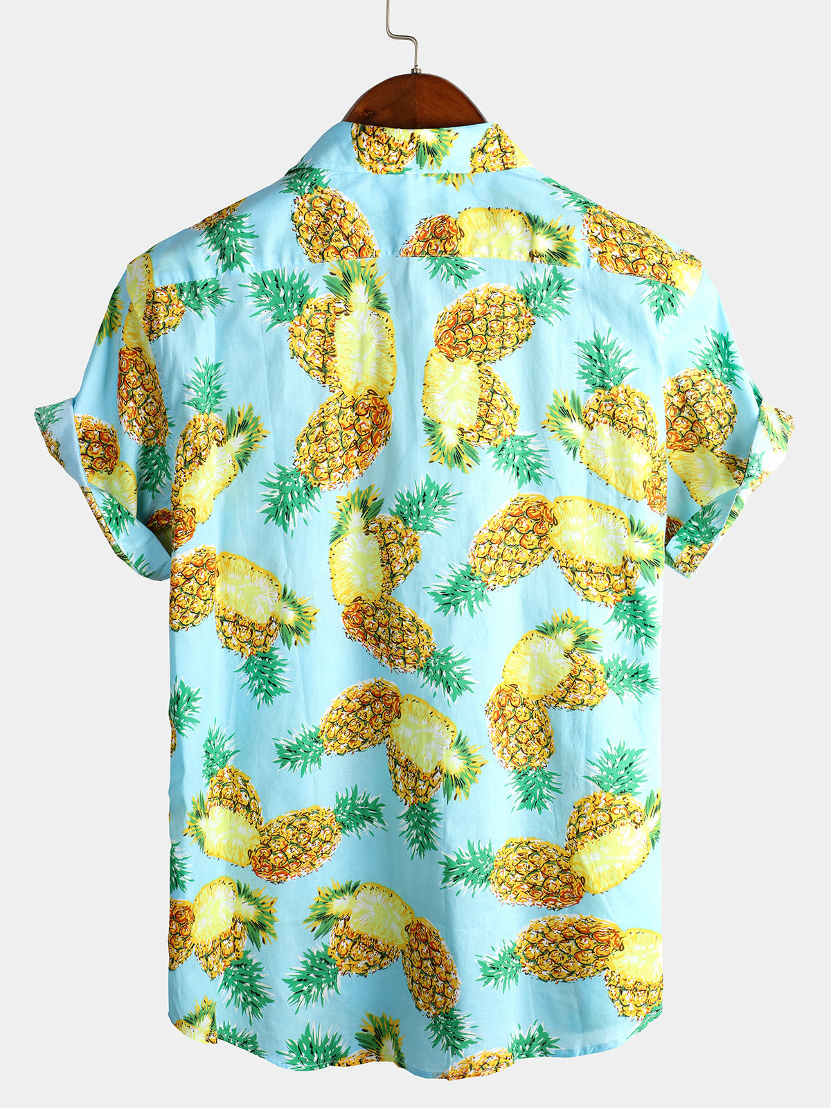 Mens Short Sleeve Pineapple Cotton Shirts Hawaiian Shirt for Men Women