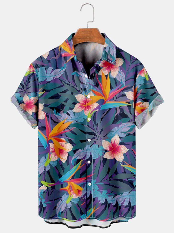 Hibiscus Floral Summer Vacation Shirts For Men Hawaiian Shirt for Men Women