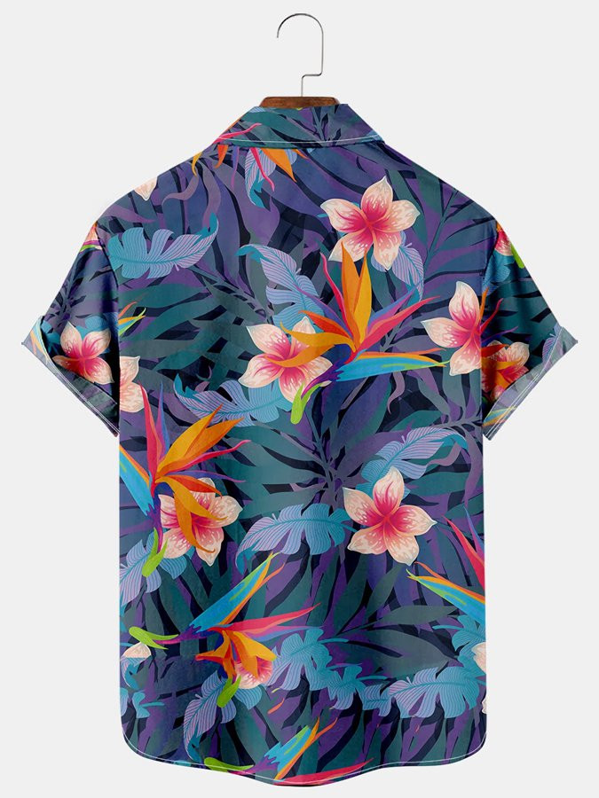 Hibiscus Floral Summer Vacation Shirts For Men Hawaiian Shirt for Men Women