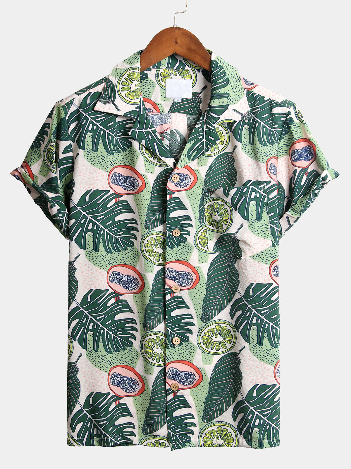 Mens Holiday Floral Printed Cotton Shirt Hawaiian Shirt for Men Women