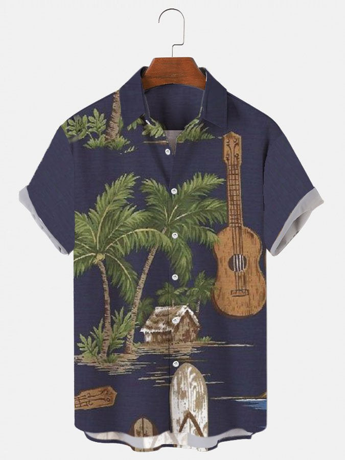 Button Up Short Sleeve Authentic Hawaiian Shirts For Men