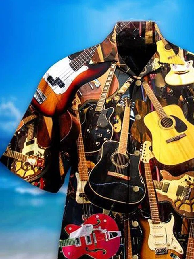 Mens Bass Guitar  Rock Music Hawaiian Shirt