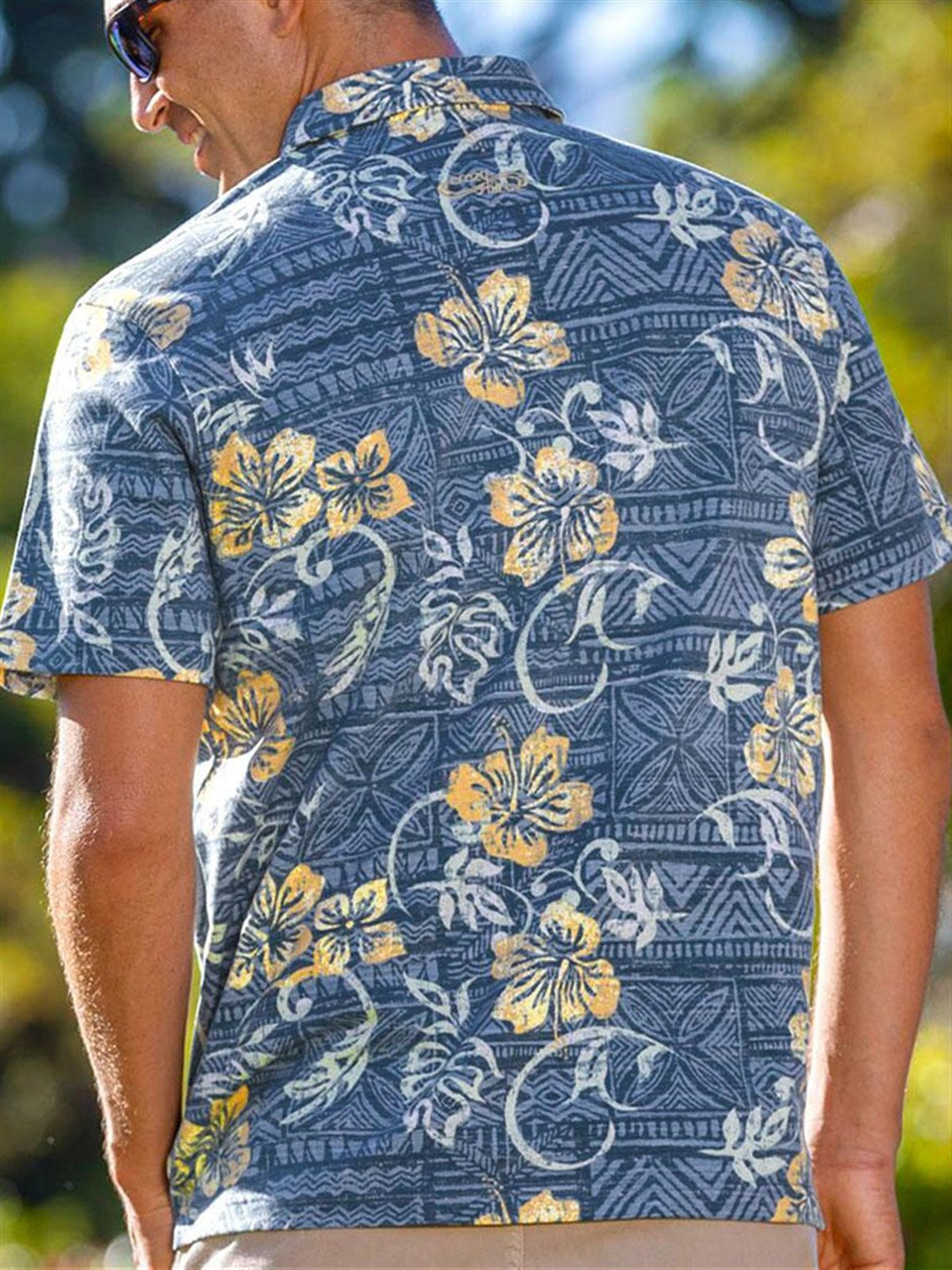 Hawaiian Mens Floral Polo Shirts Linen Casual Collar Tops