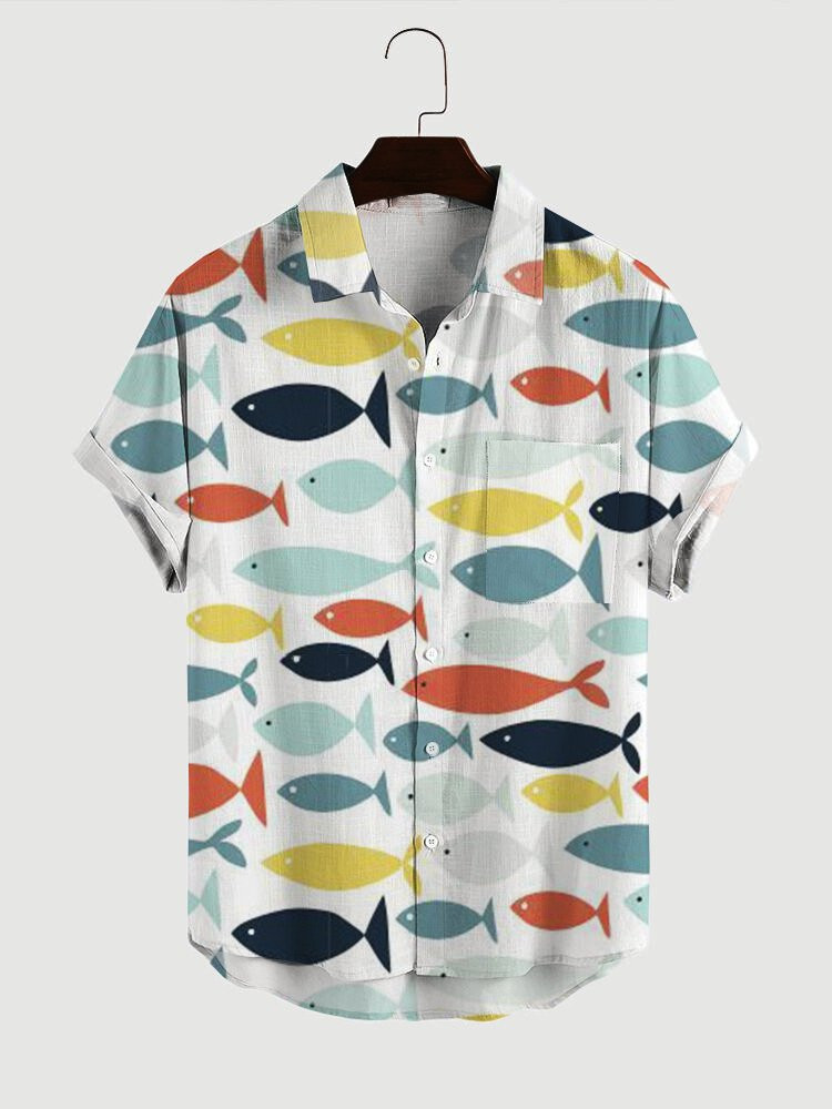 Mens Cute Fish Hawaiian Shirts For Summer