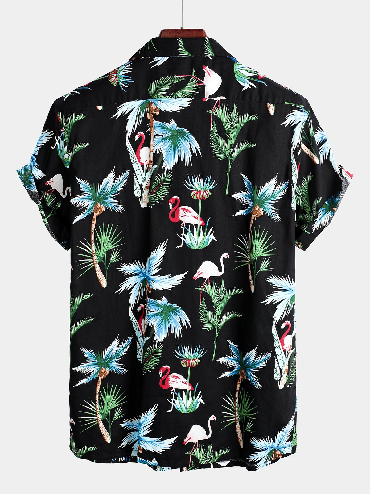 Mens Floral Flamingo Holiday Cotton Shirt Hawaiian Shirt for Men Women