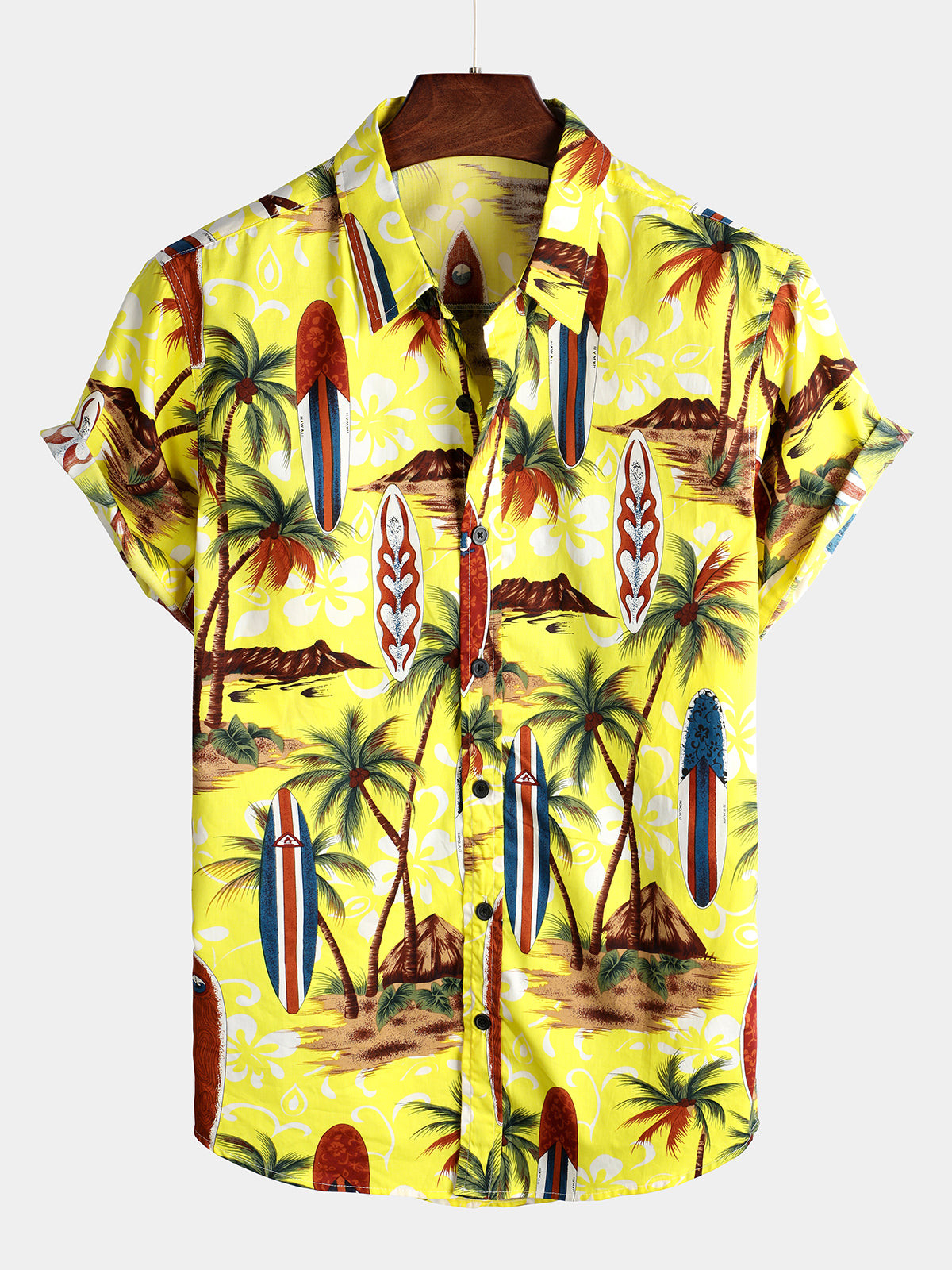 Mens Floral Tropical Hawaiian Cotton Short Sleeve Shirt