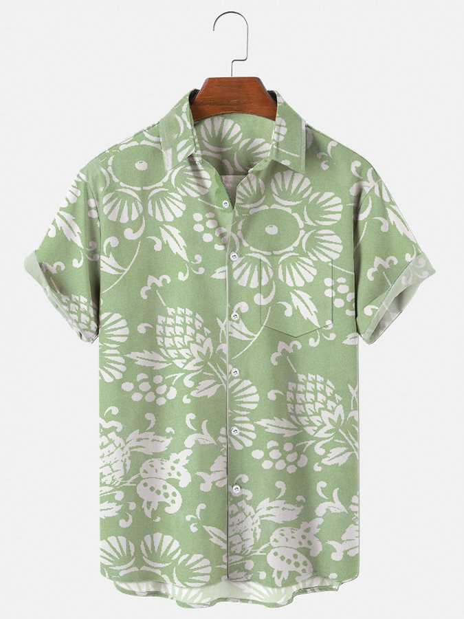 Mens Floral Hawaiian Shirt Casual Short Sleeve Aloha Beach Shirts