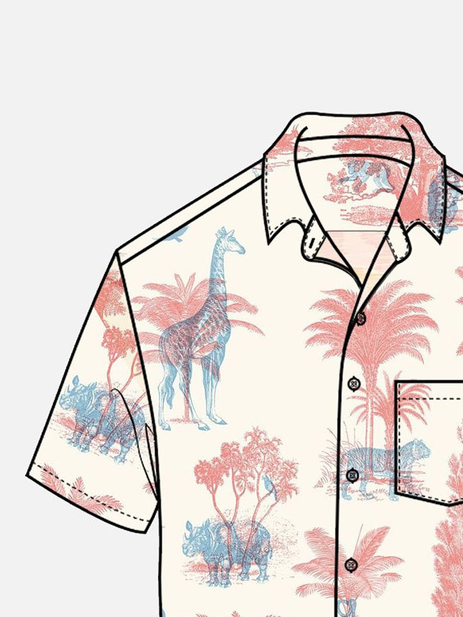 Original Mens Hawaiian Shirt By Royaura Designer With Palm Tree