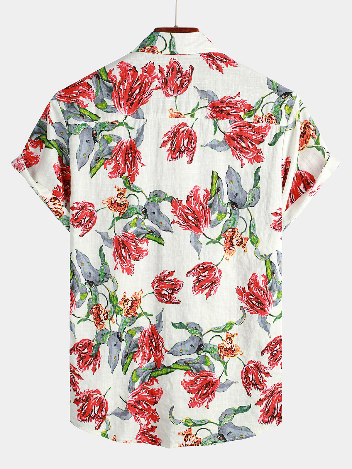 Mens Floral Print Short Sleeve Hawaiian Shirt