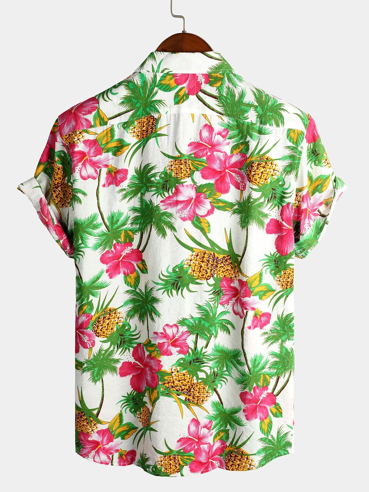 Mens Holiday Floral Short Sleeve Cotton Shirt Hawaiian Shirt for Men Women