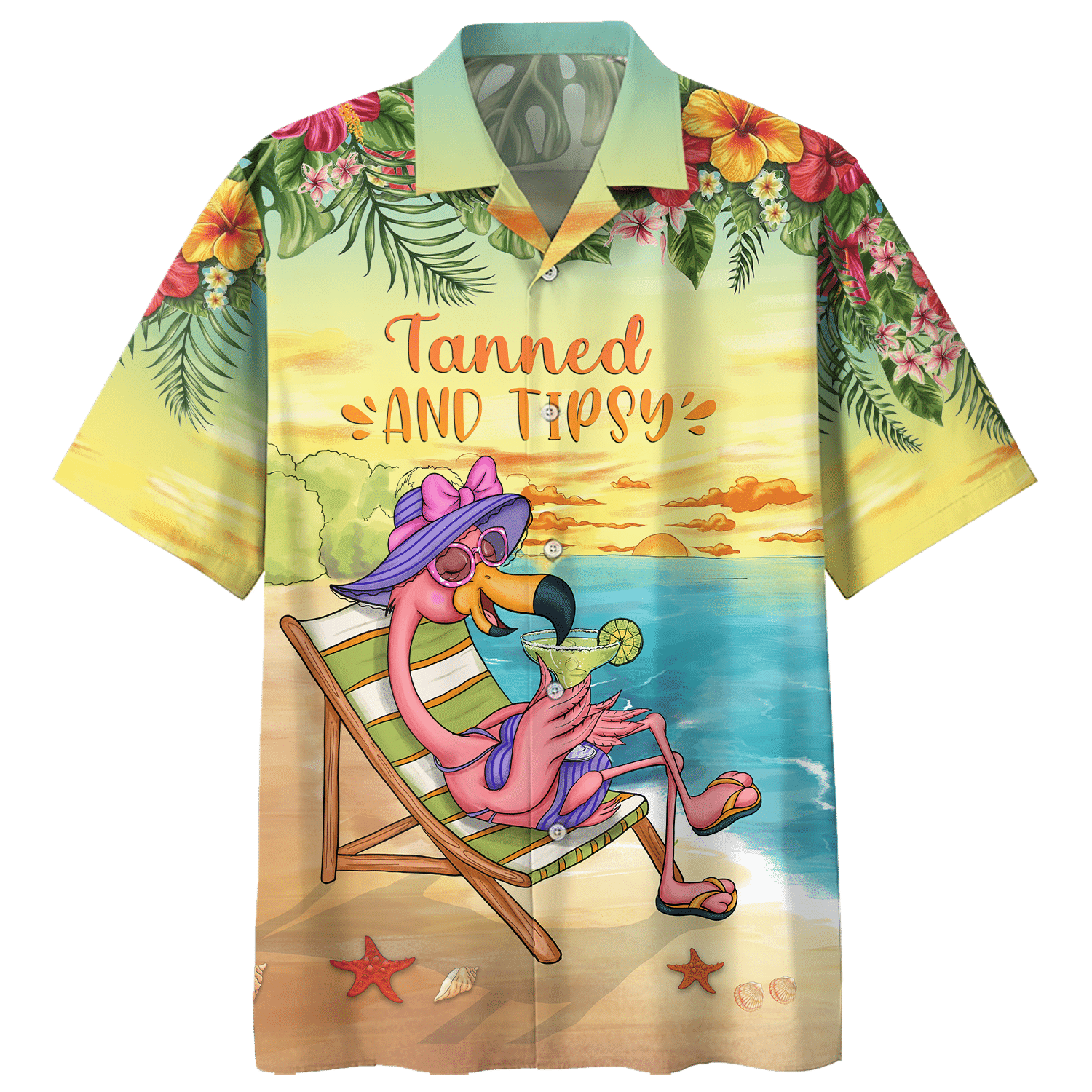 Flamingo Margarita - Tanned and Tipsy - Hawaiian Shirt For Men Women